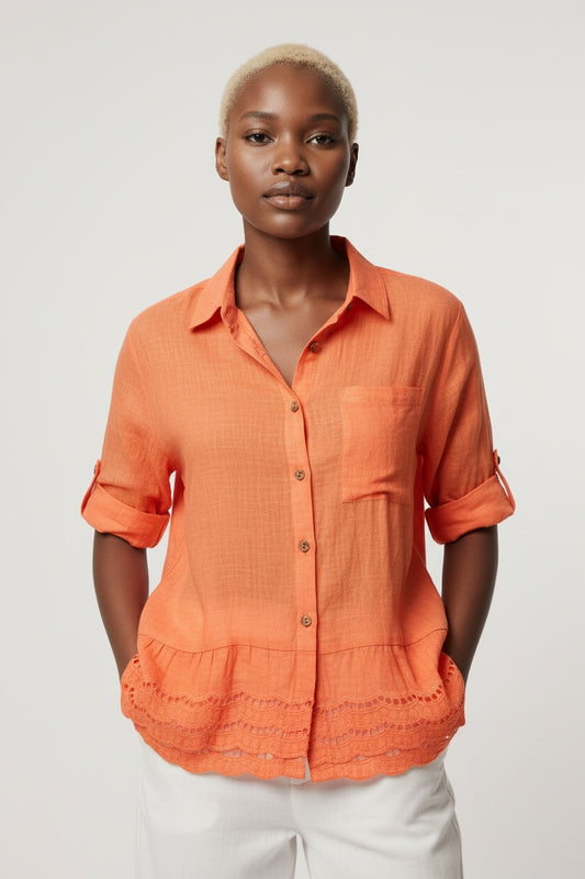 BLUSA TROQUELA BOL-NARANJA