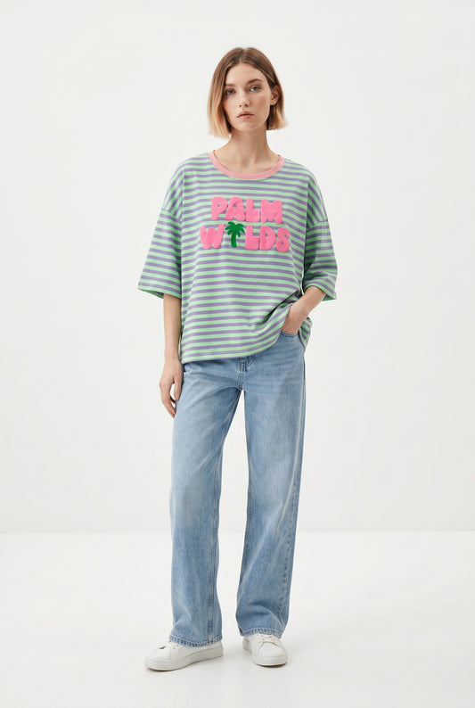 CAMISETA PALM WILDS-TURQUESA