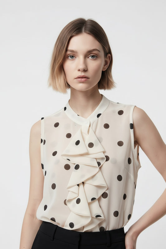 BLUSA TOPOS CHORRERAS-BEIGE