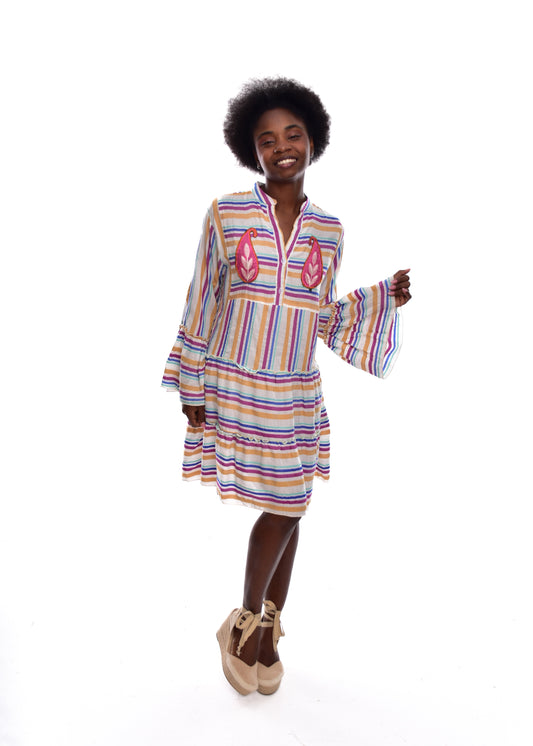 VESTIDO MULTI FRANJAS-COL