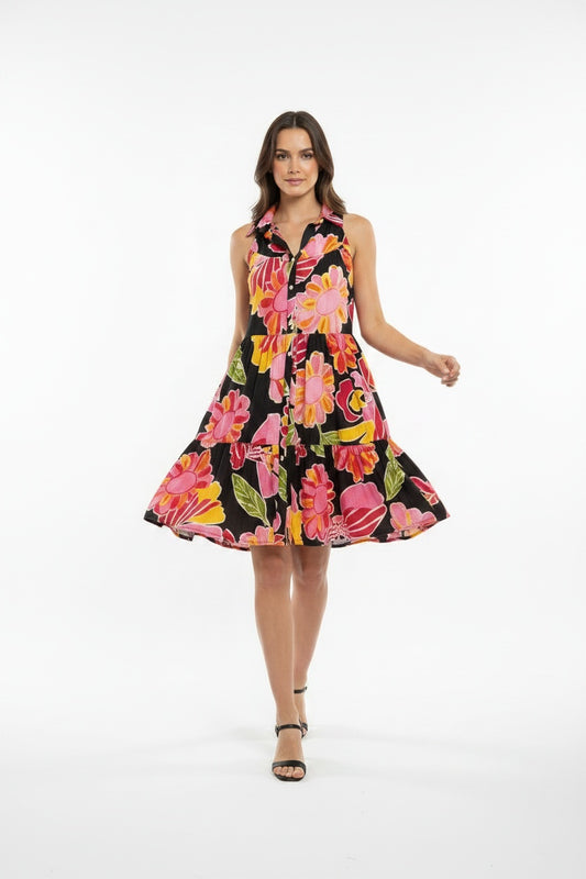 VESTIDO FLORAL-NEGRO