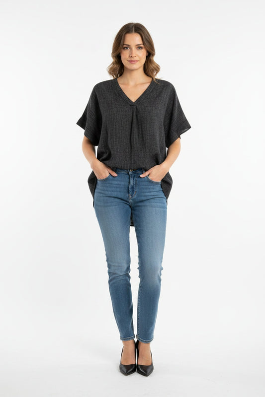 BLUSA V- GRIS OSCURO