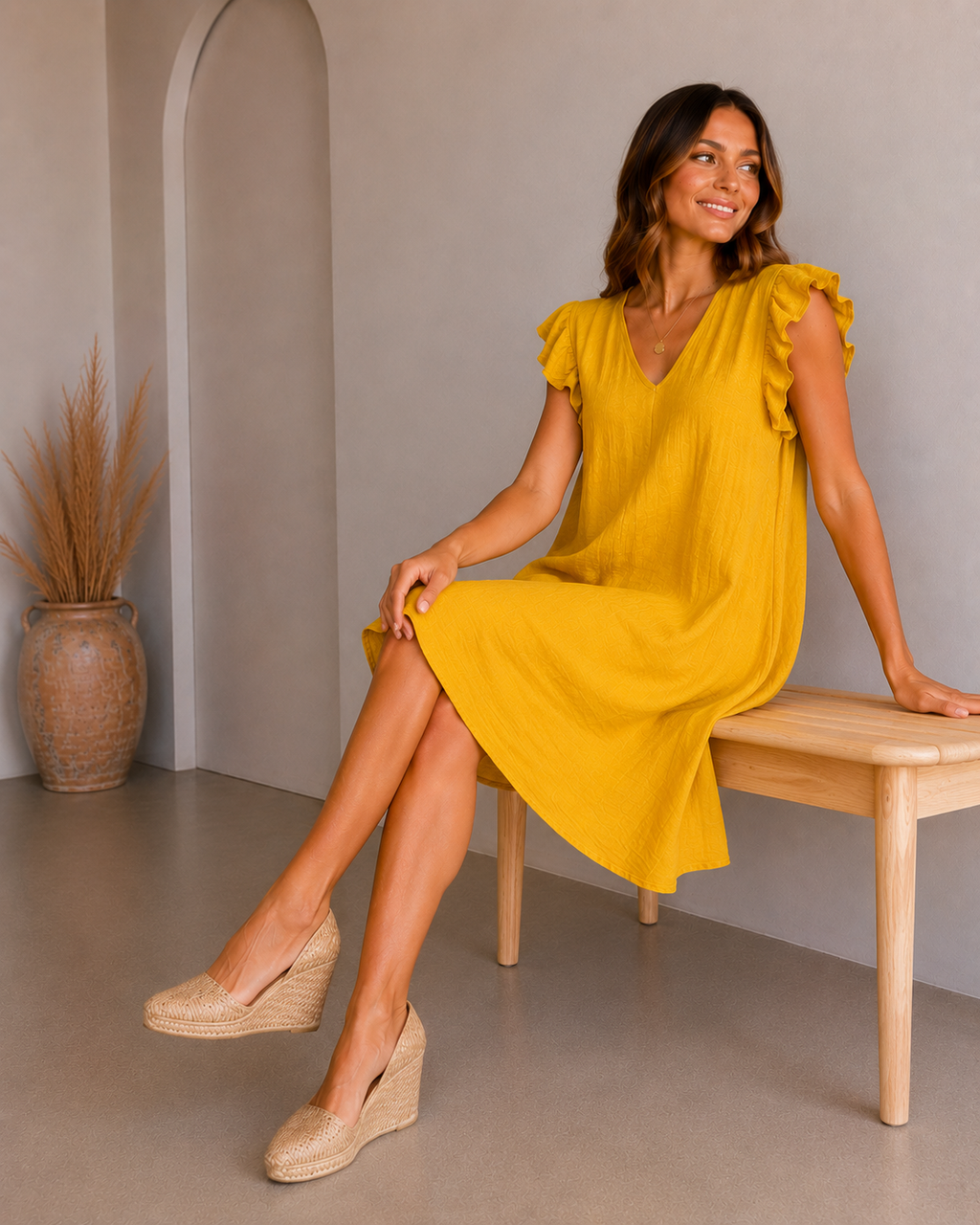 VESTIDO BASIC-MOSTAZA