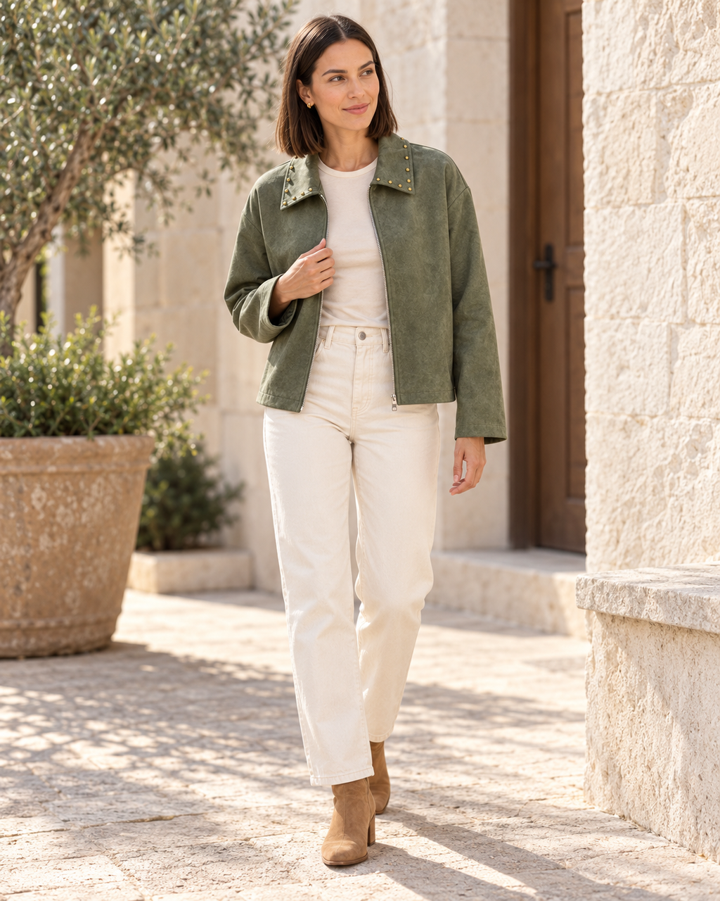 BIKER ANTELINA TACHUELAS-KHAKI