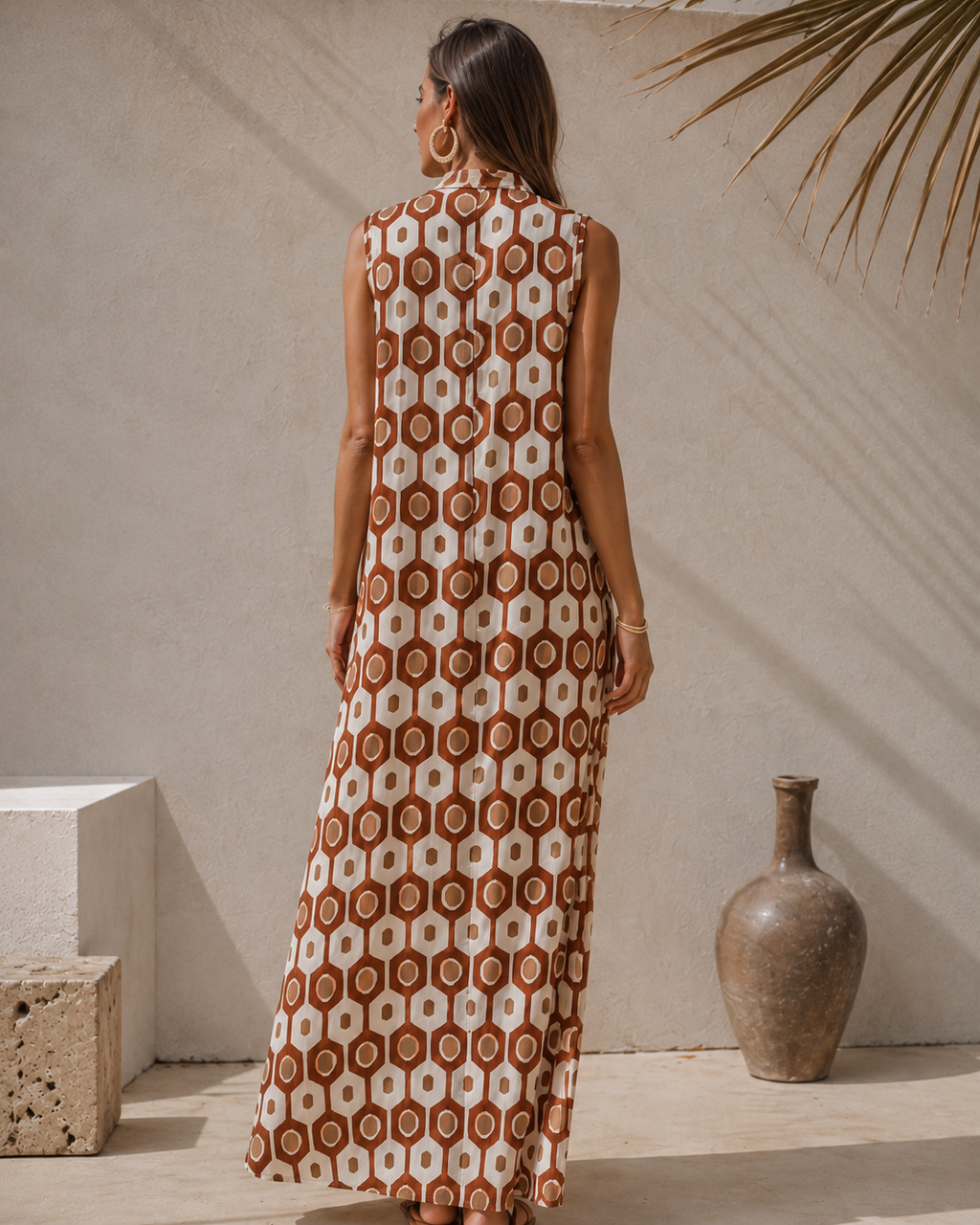 VESTIDO GEOMÉTRICO-TEJA