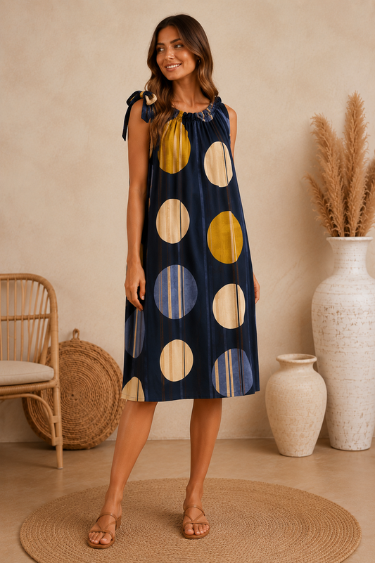 VESTIDO TOPOS-AZUL
