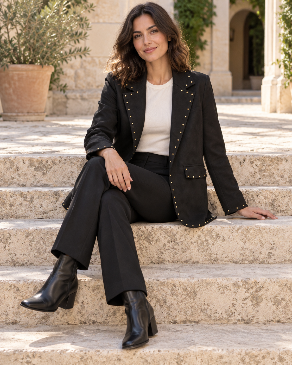 BLAZER ANTELINA TACHUELAS- NEGRA