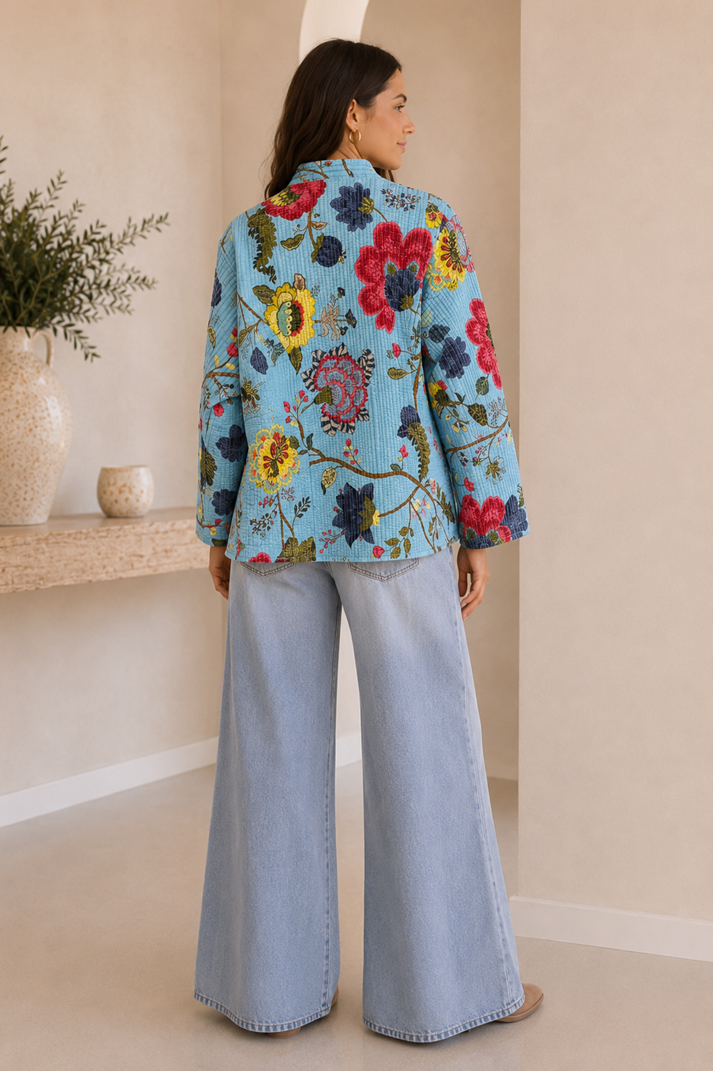CHAQUETA ESTAMPADA AZUL