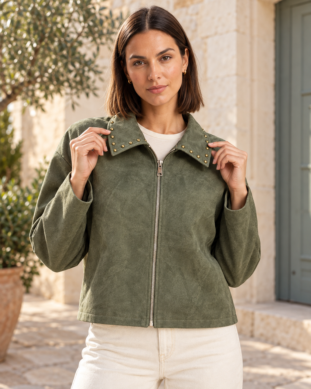 BIKER ANTELINA TACHUELAS-KHAKI