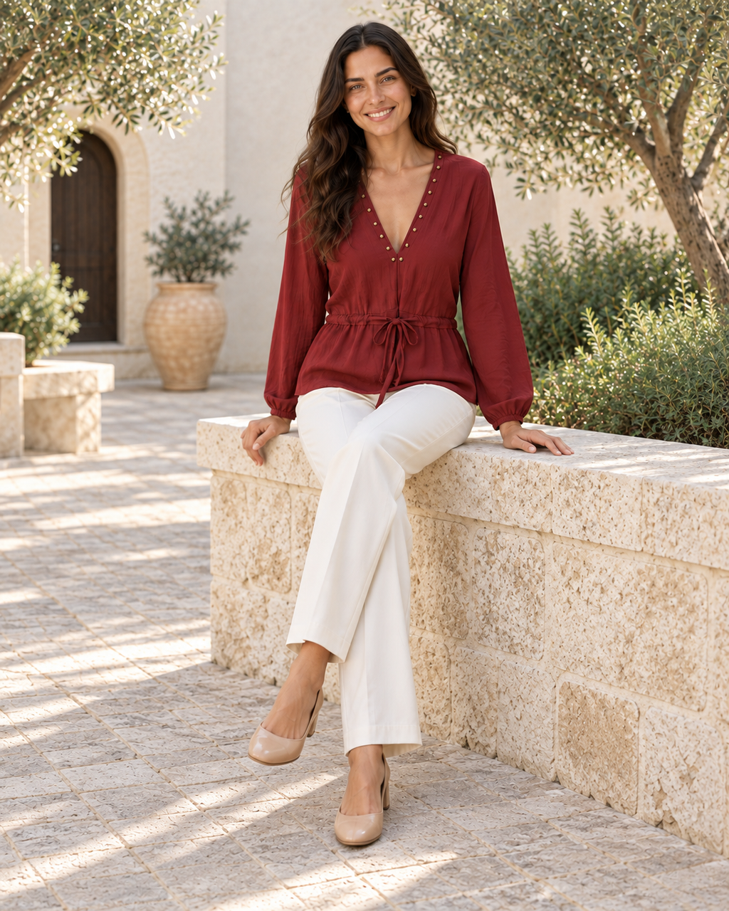BLUSA TACHUELAS-GRANATE