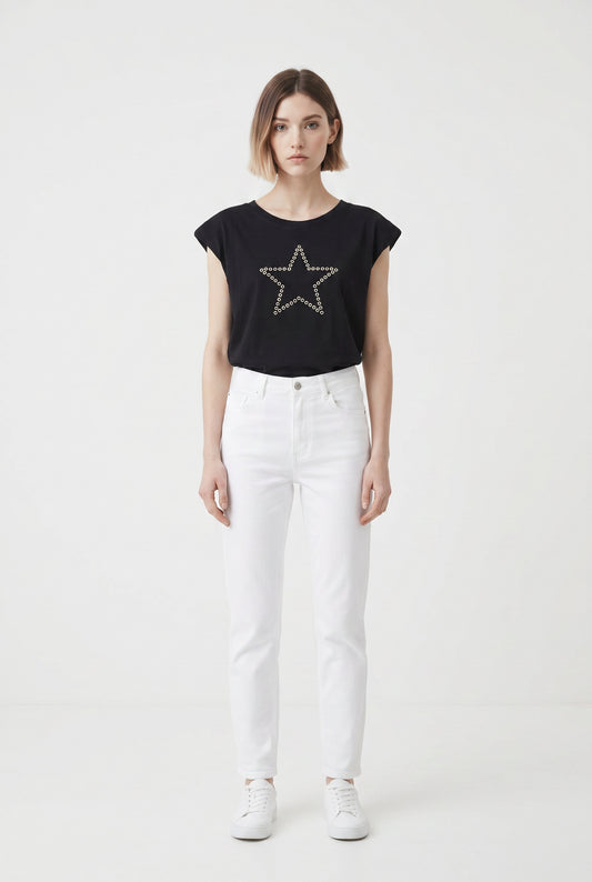 CAMISETA  HOMBRERA ESTRELLA- NEGRA