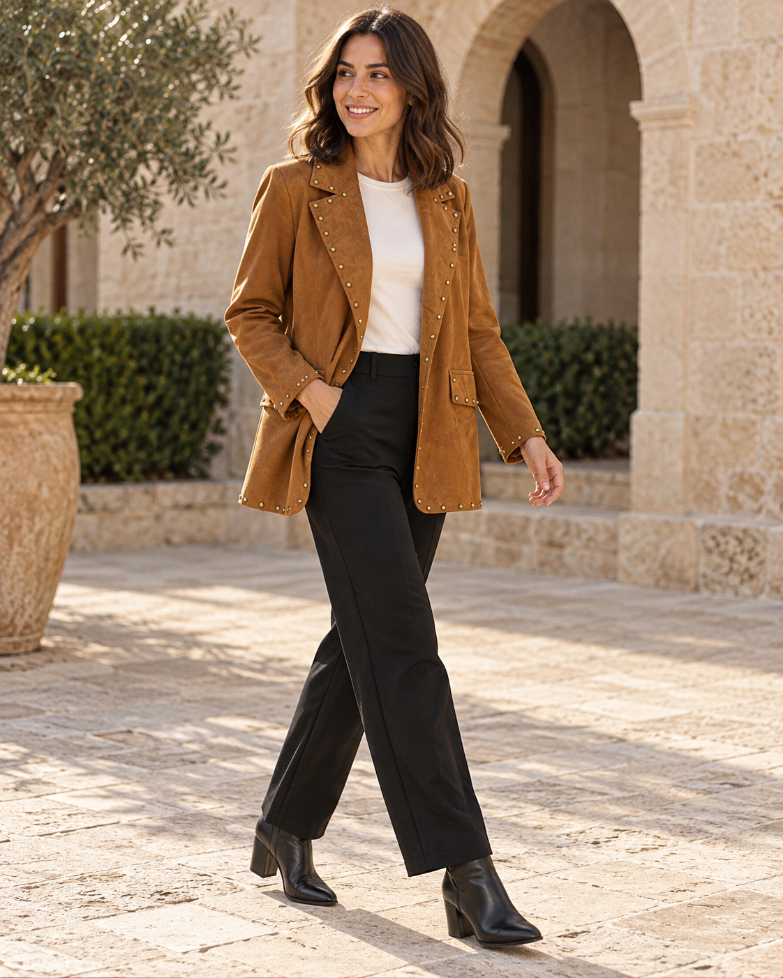BLAZER ANTELINA TACHUELAS- CAMEL