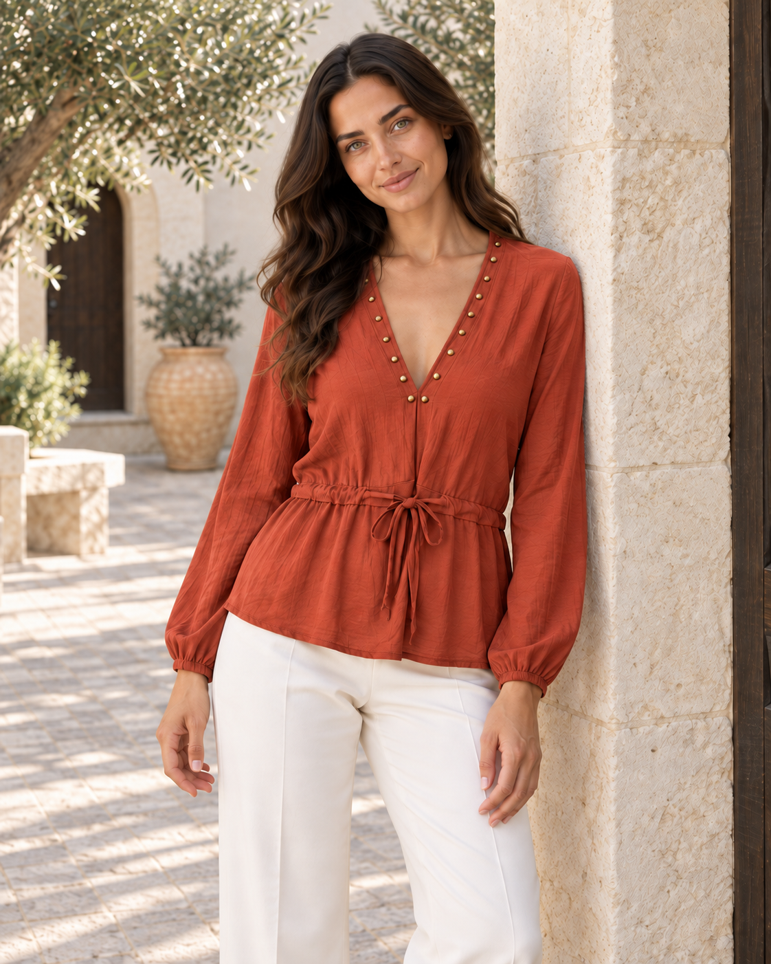 BLUSA TACHUELAS-TEJA