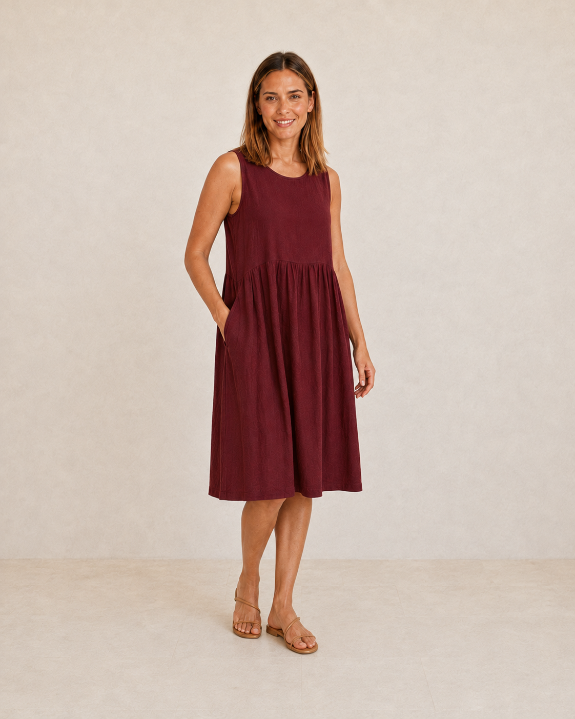 VESTIDO  SAQ-GRANATE