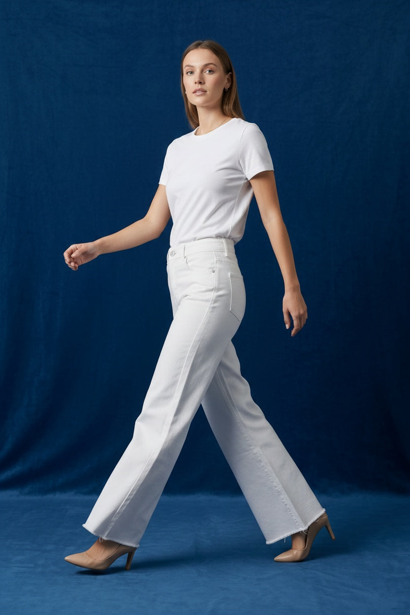 PANTALÓN VIVID DESFLECADO-BLANCO