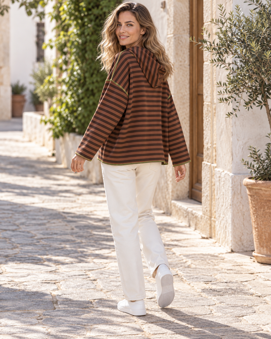 SUDADERA RAYAS DRESS-MARRÓN