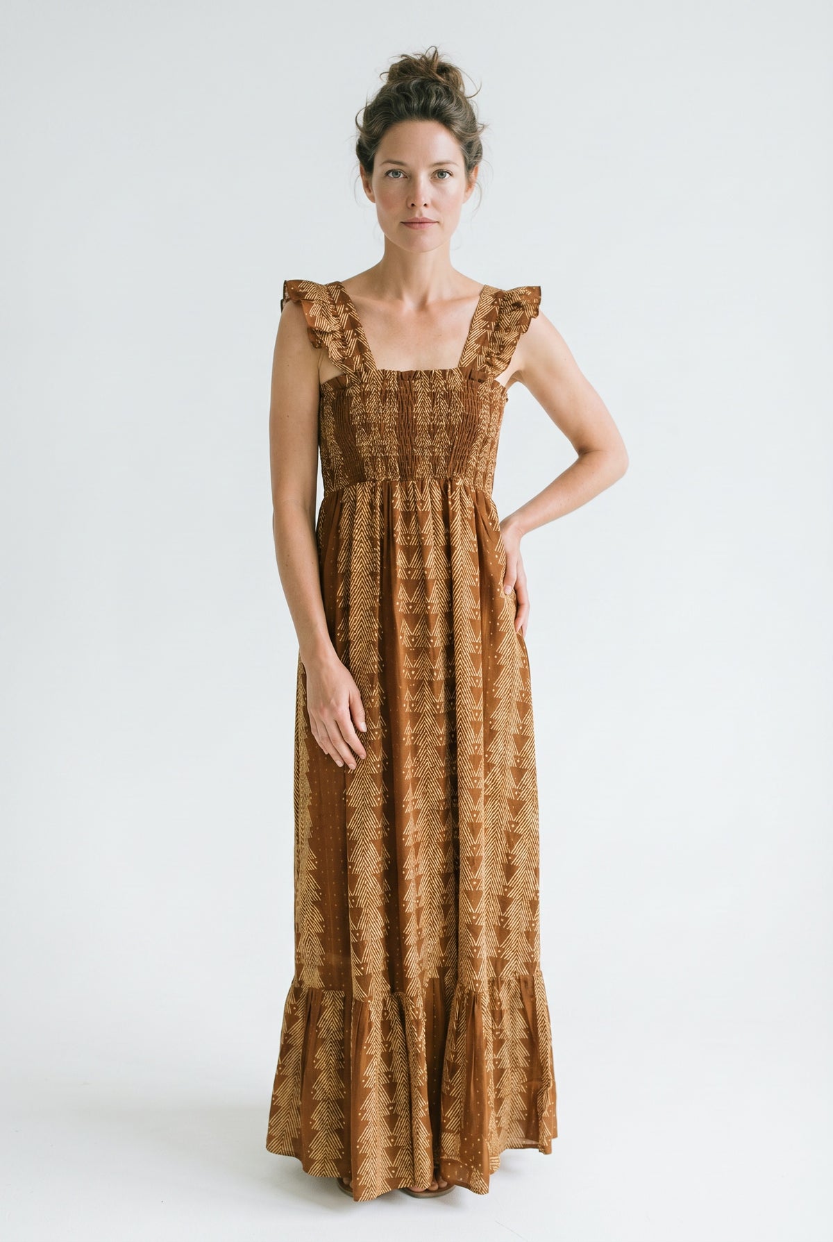 VESTIDO CENEFAS- VOL- MARRÓN
