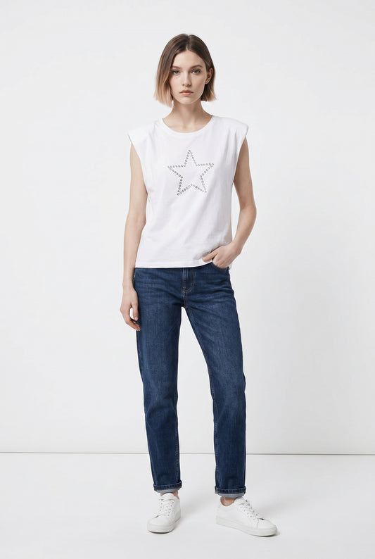 CAMISETA  HOMBRERA ESTRELLA-BLANCA
