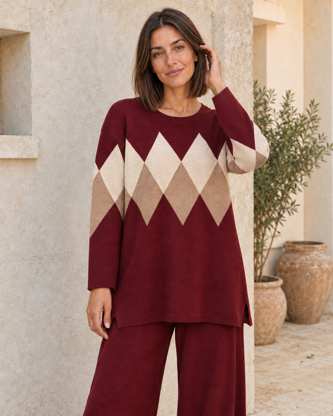 CONJUNTO DE PUNTO ROMBOS-GRANATE