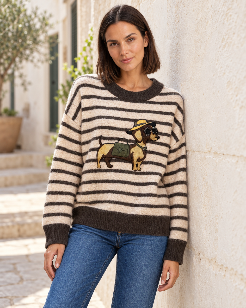 JERSEY  RAYAS DOG-BEIGE/MARRÓN