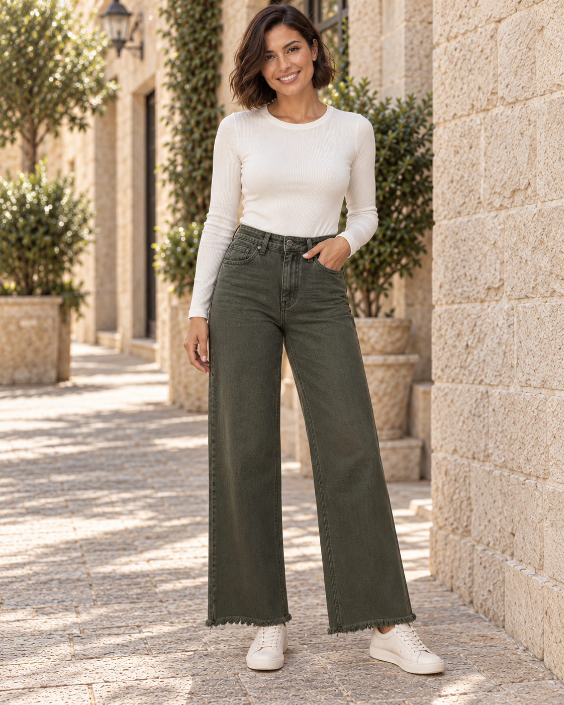 PANTALÓN VIVID DESFLECADO-VERDE