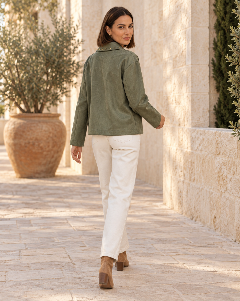 BIKER ANTELINA TACHUELAS-KHAKI