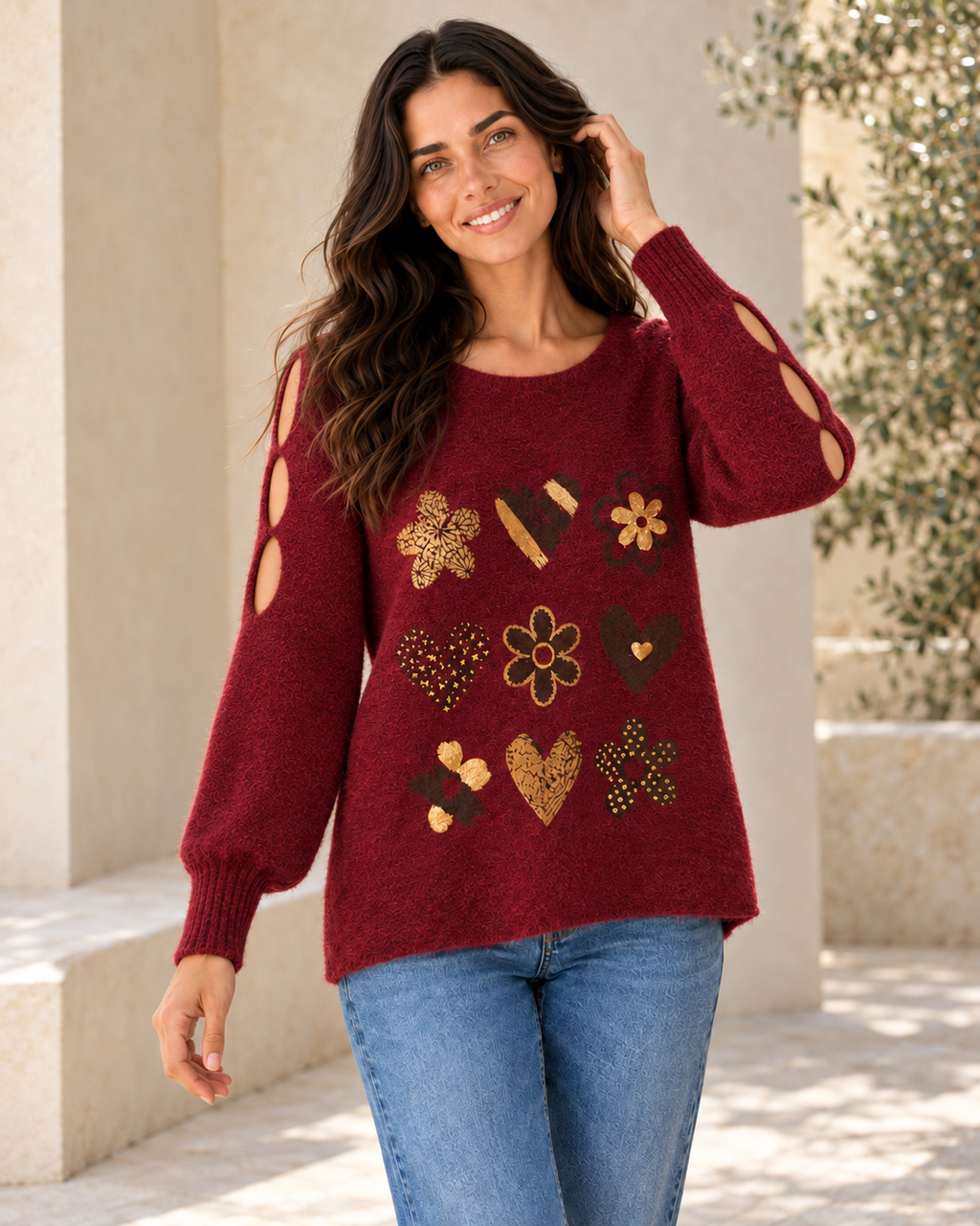 JERSEY LOVE FLOWERS-GRANATE