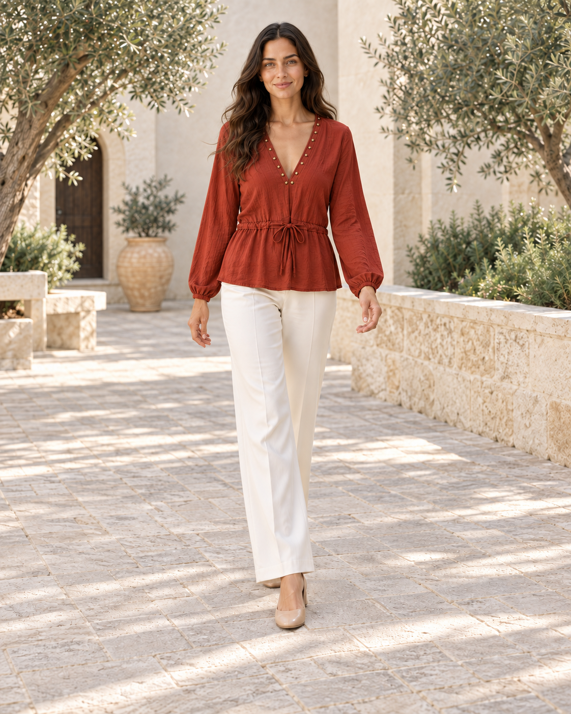BLUSA TACHUELAS-TEJA