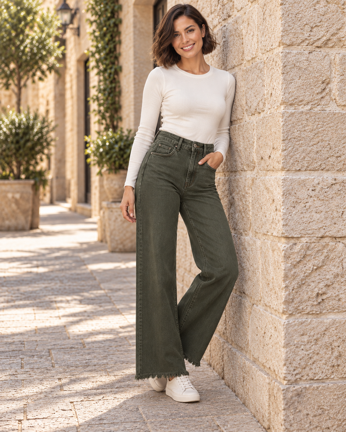 PANTALÓN VIVID DESFLECADO-VERDE