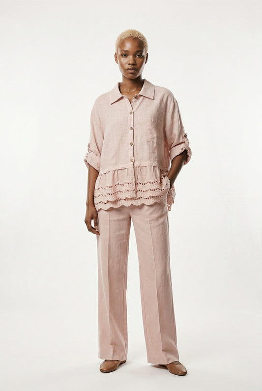 BLUSA TROQUELA BOL-ROSA