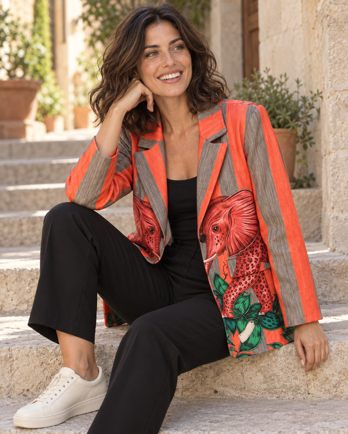 BLAZER RAYAS TOPO/NARANJA