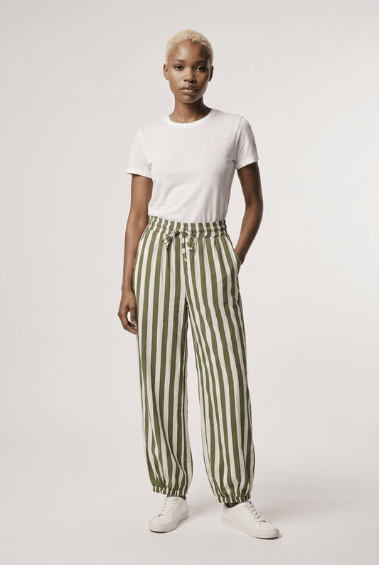 PANTALÓN RAYAS BOMBACHO-VERDE KHAKI