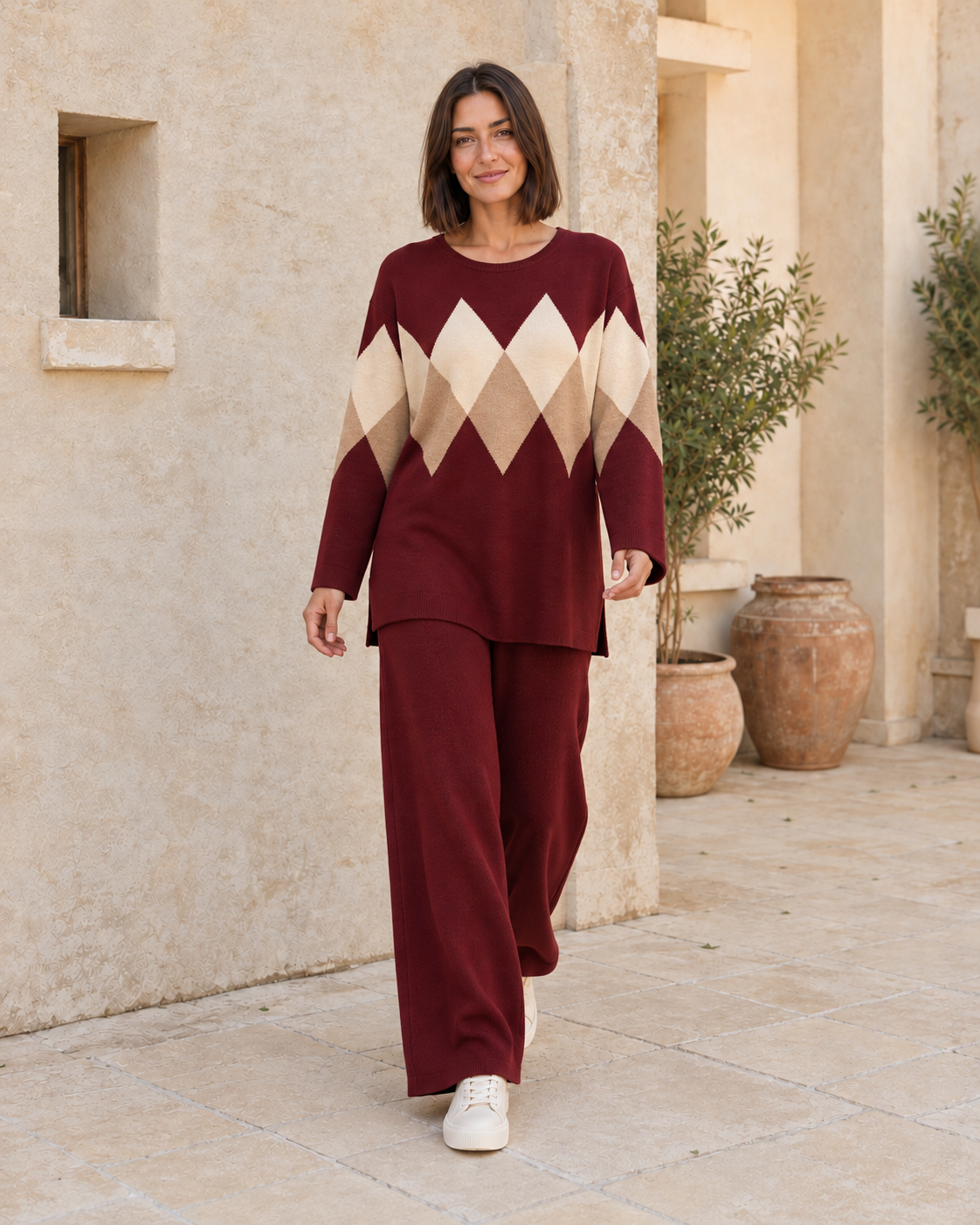 CONJUNTO DE PUNTO ROMBOS-GRANATE