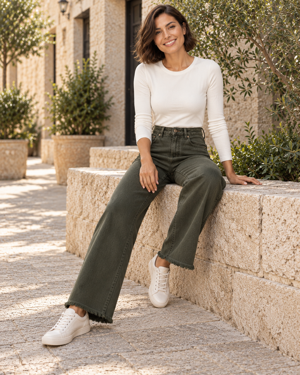 PANTALÓN VIVID DESFLECADO-VERDE