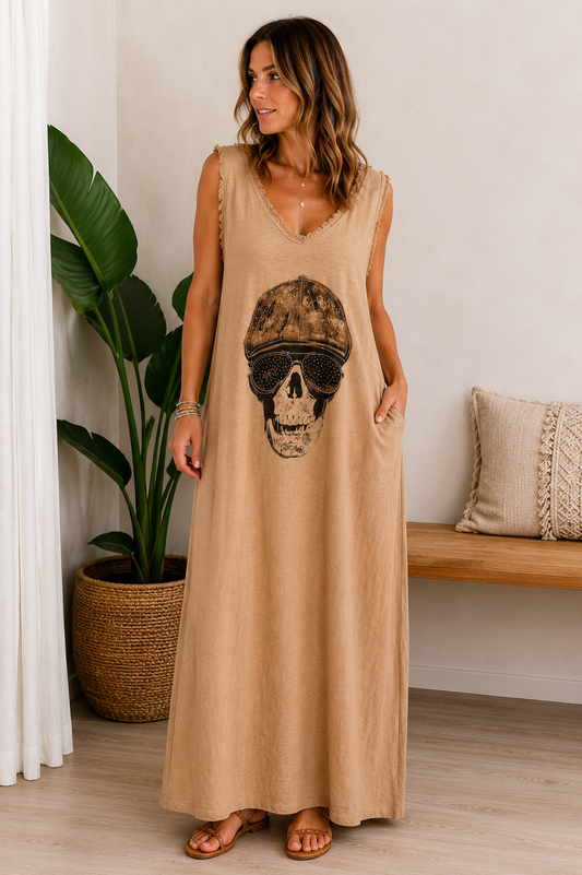VESTIDO CALAVERA-TOSTADO