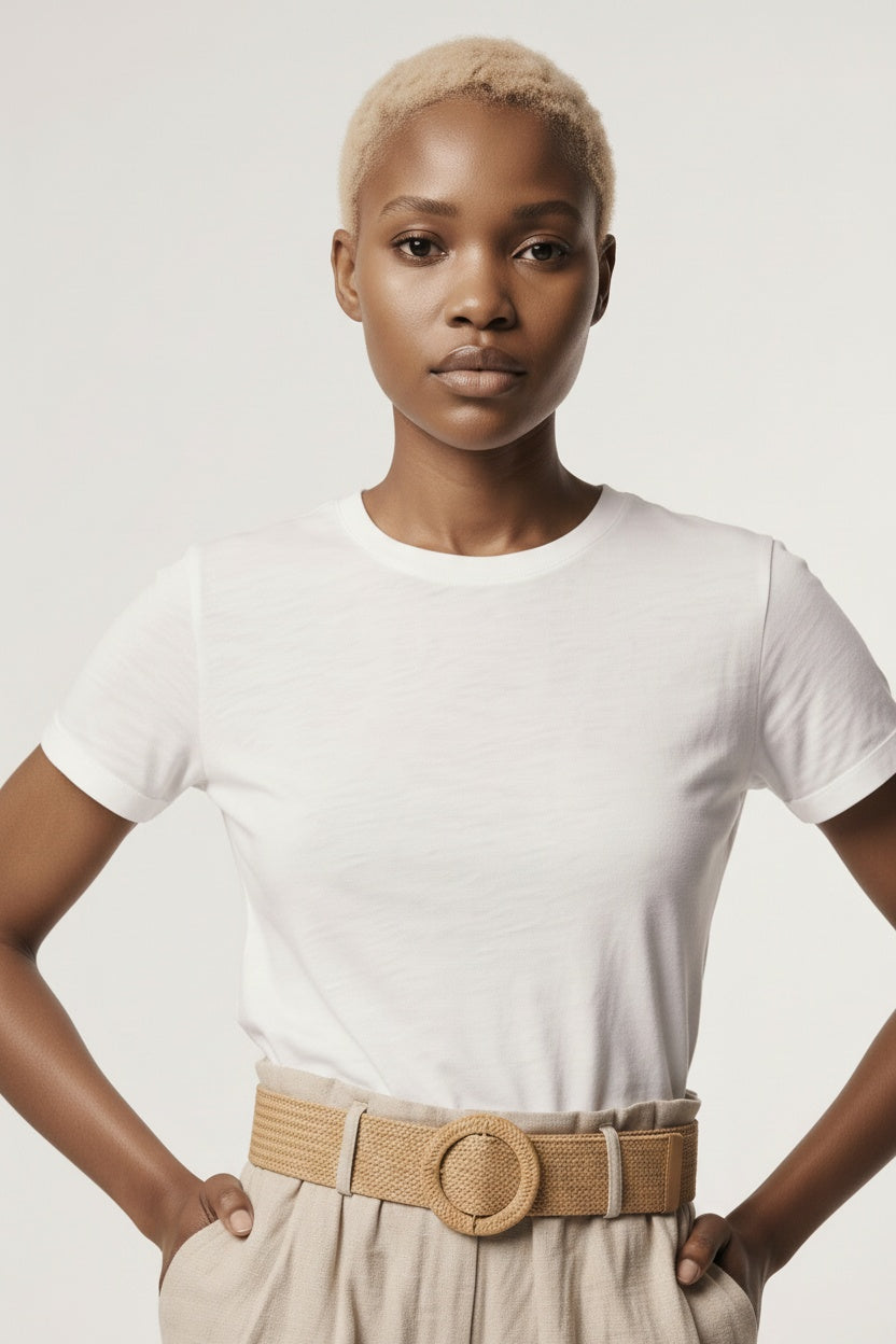 PANTALÓN + CINTURÓN LIN CORTO-BEIGE