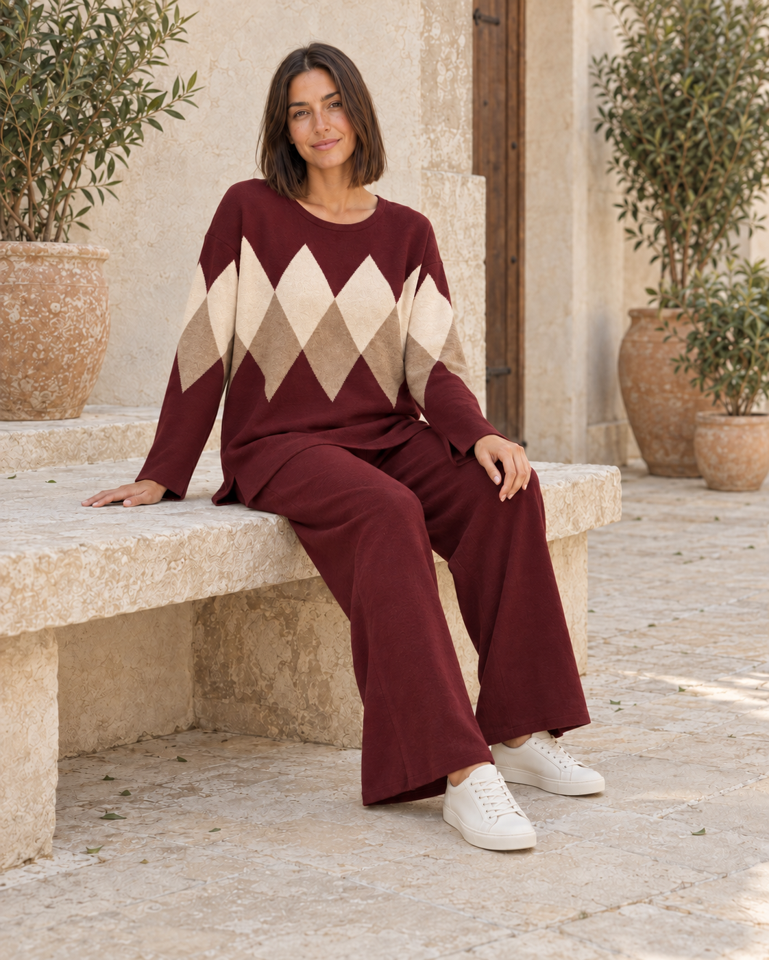 CONJUNTO DE PUNTO ROMBOS-GRANATE