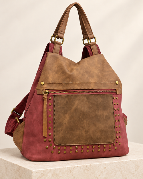 MOCHILA POLIPIEL TACHUELAS-GRANATE