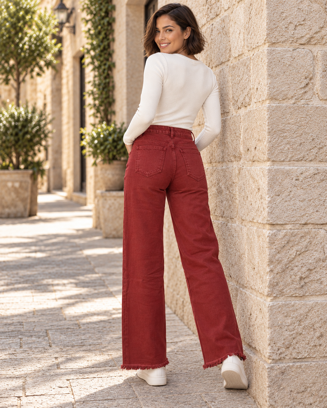 PANTALÓN VIVID DESFLECADO-GRANATE
