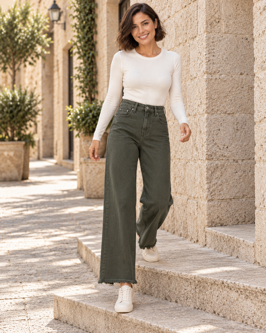 PANTALÓN VIVID DESFLECADO-VERDE