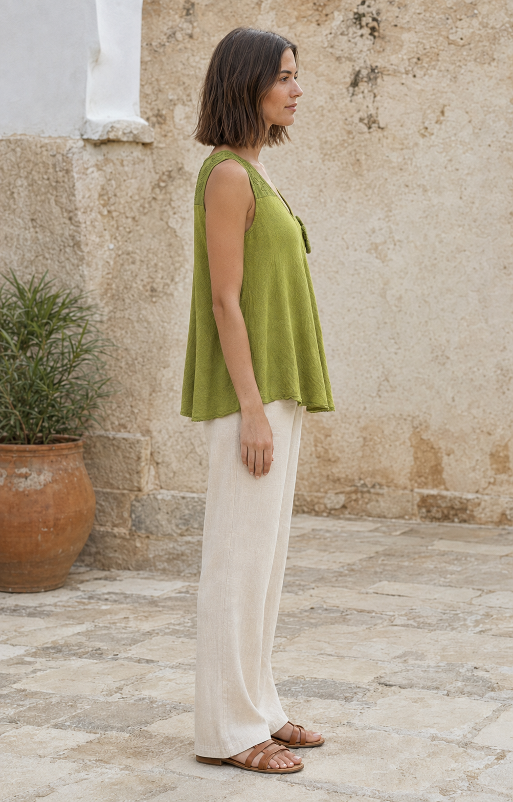 BLUSA FLOR-PISTACHO