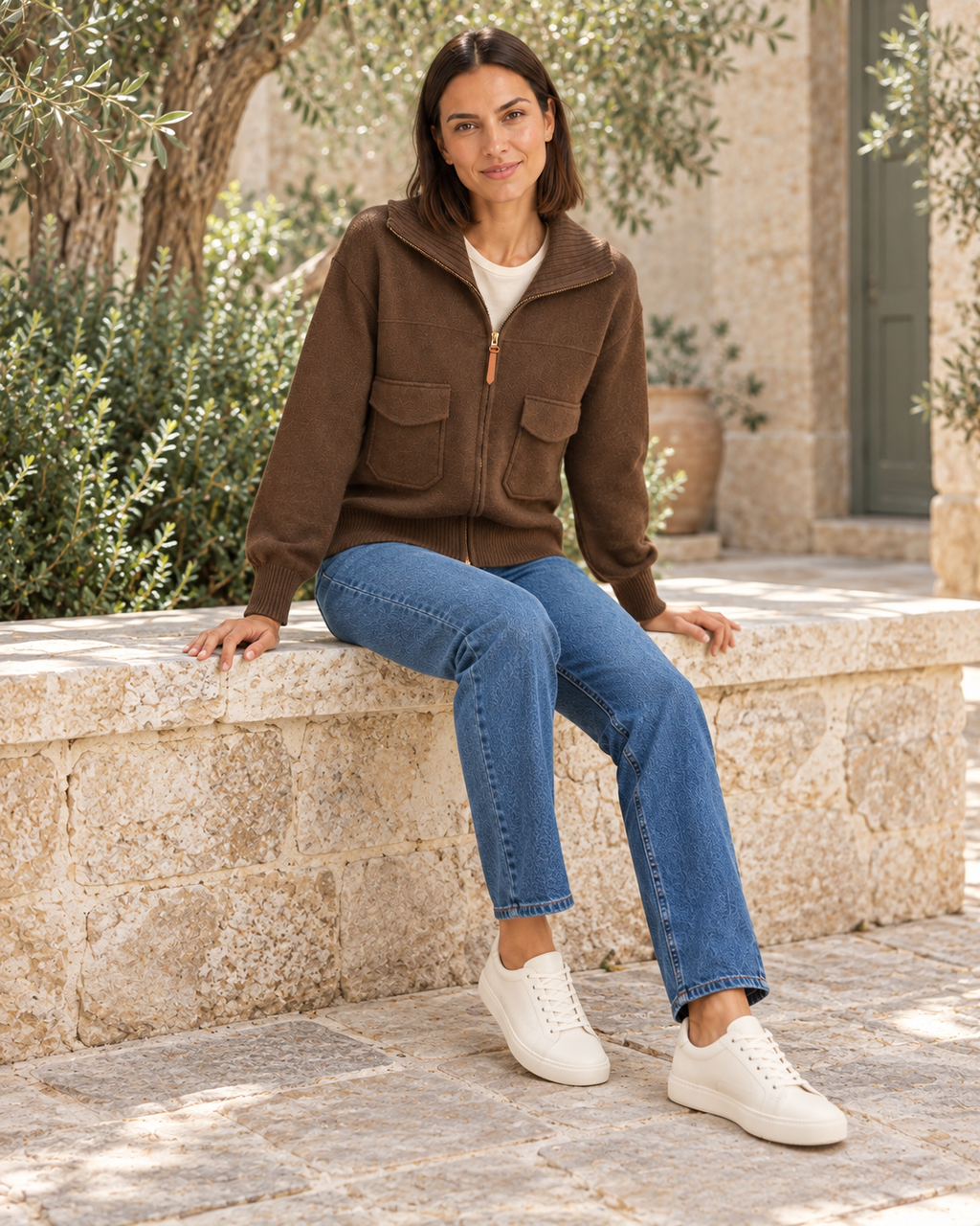 CHAQUETA DE PUNTO MARRÓN