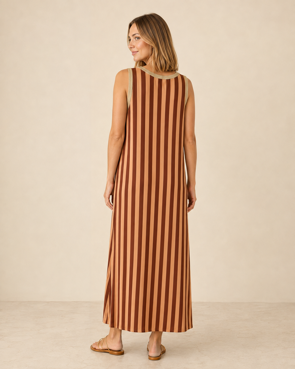 VESTIDO RAYAS GLITTER-NARANJA