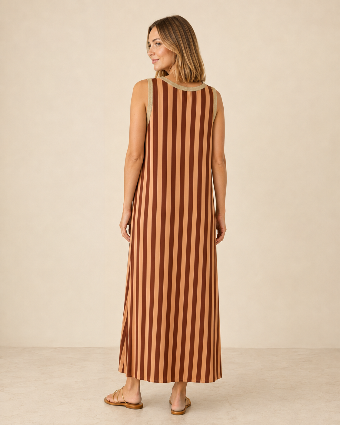 VESTIDO RAYAS GLITTER-NARANJA