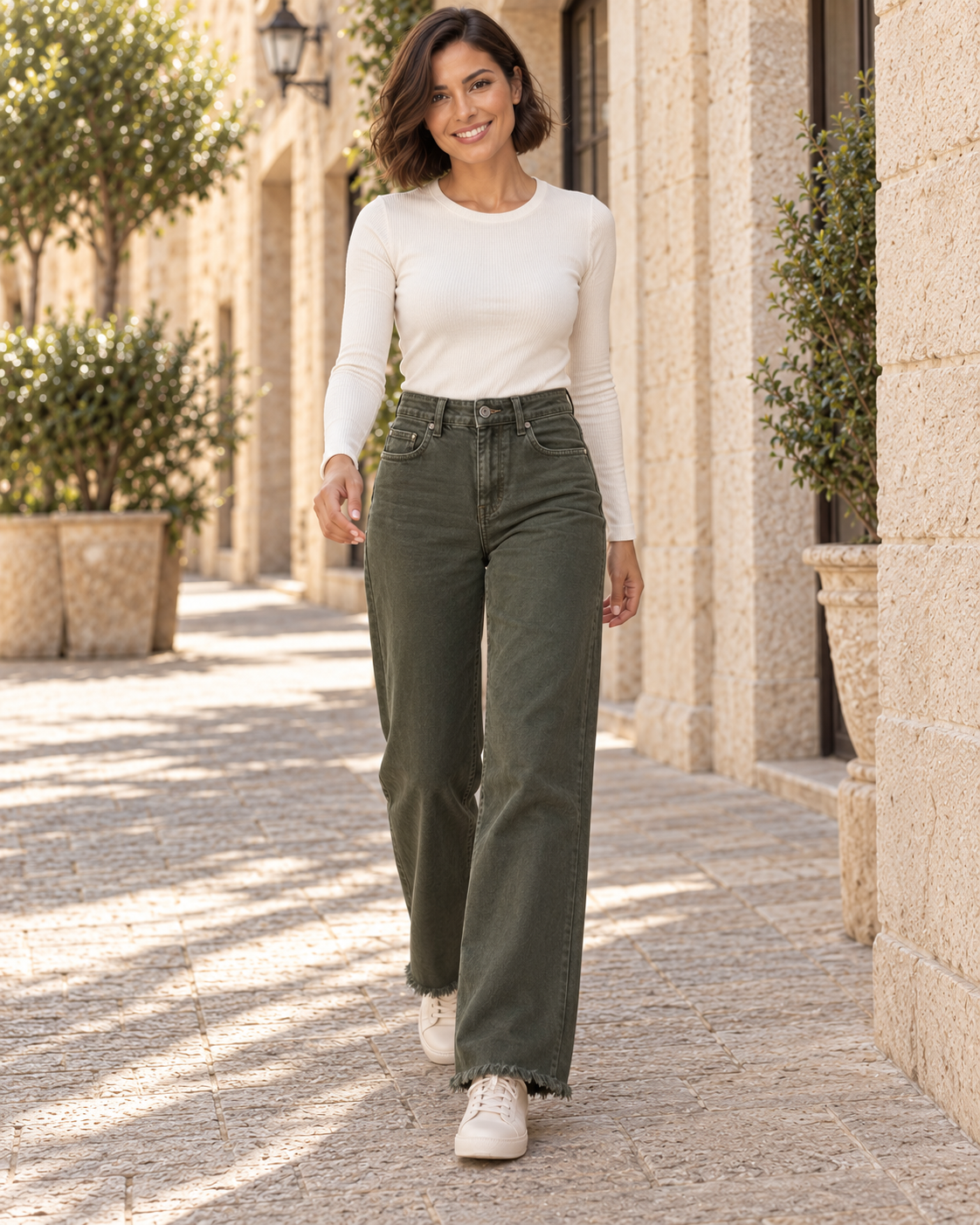 PANTALÓN VIVID DESFLECADO-VERDE