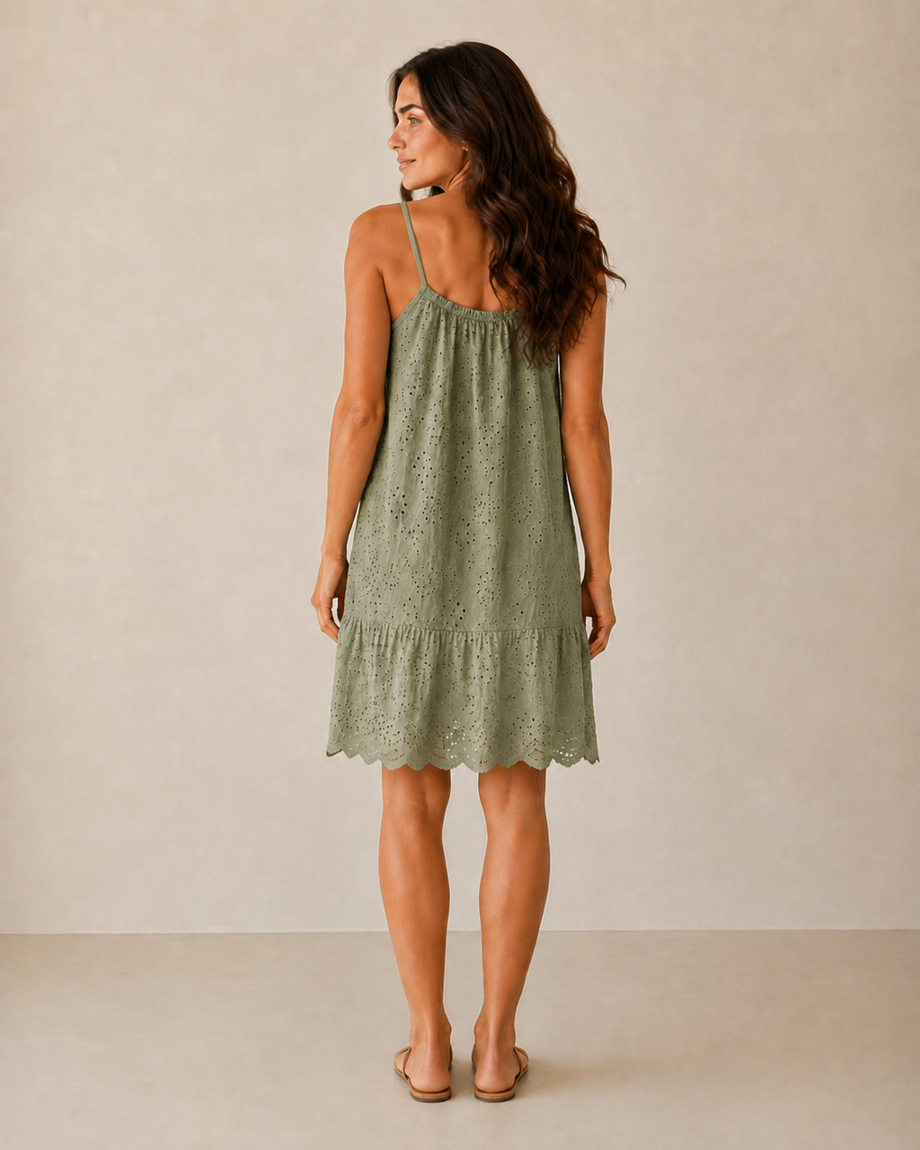 VESTIDO TROQUELADO-KHAKI