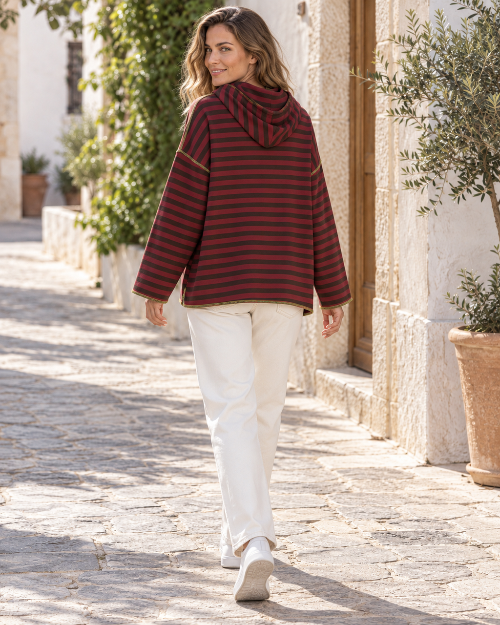 SUDADERA RAYAS DRESS-GRANATE
