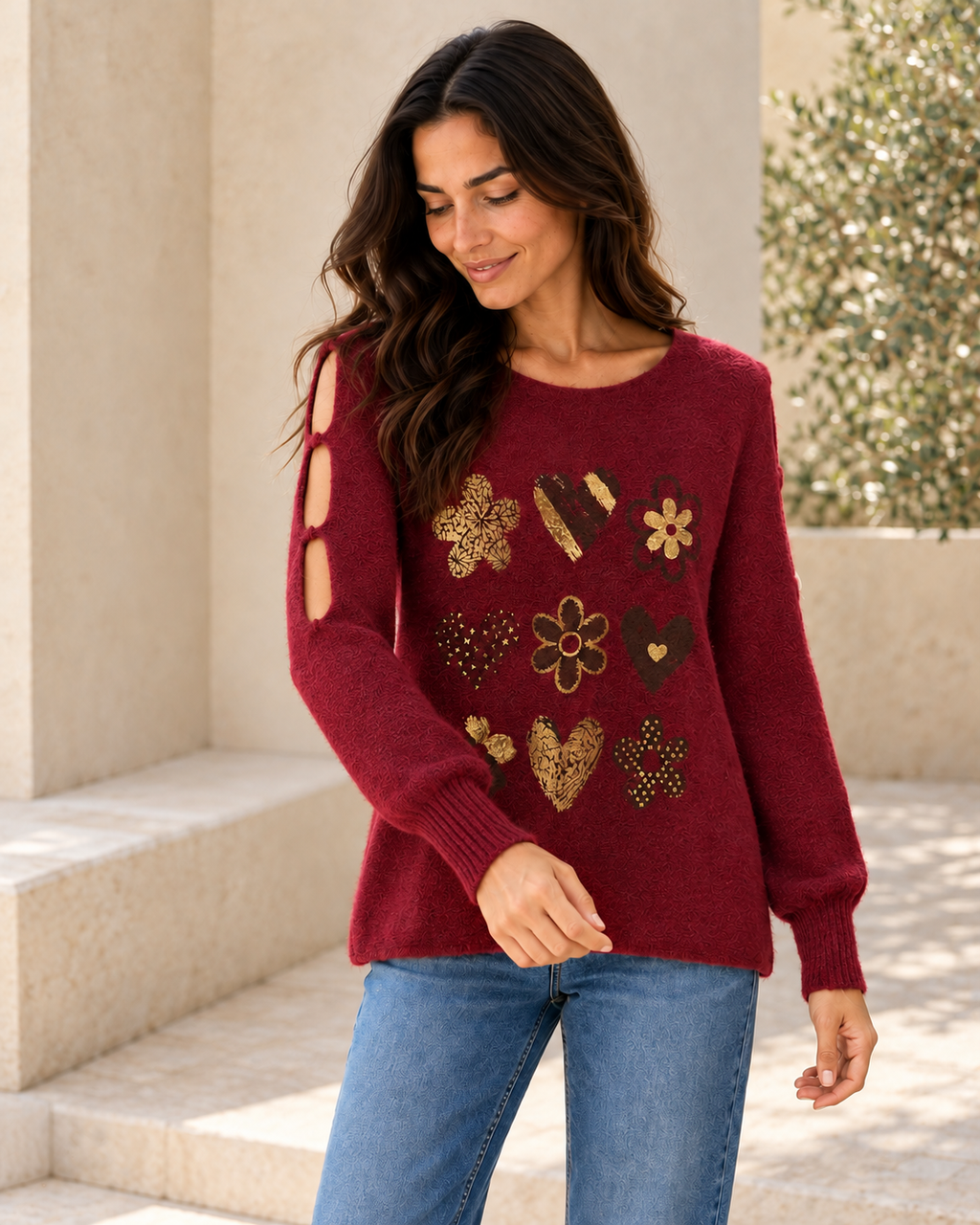 JERSEY LOVE FLOWERS-GRANATE