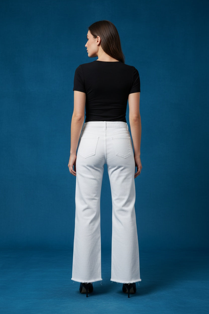 PANTALÓN VIVID DESFLECADO-BLANCO