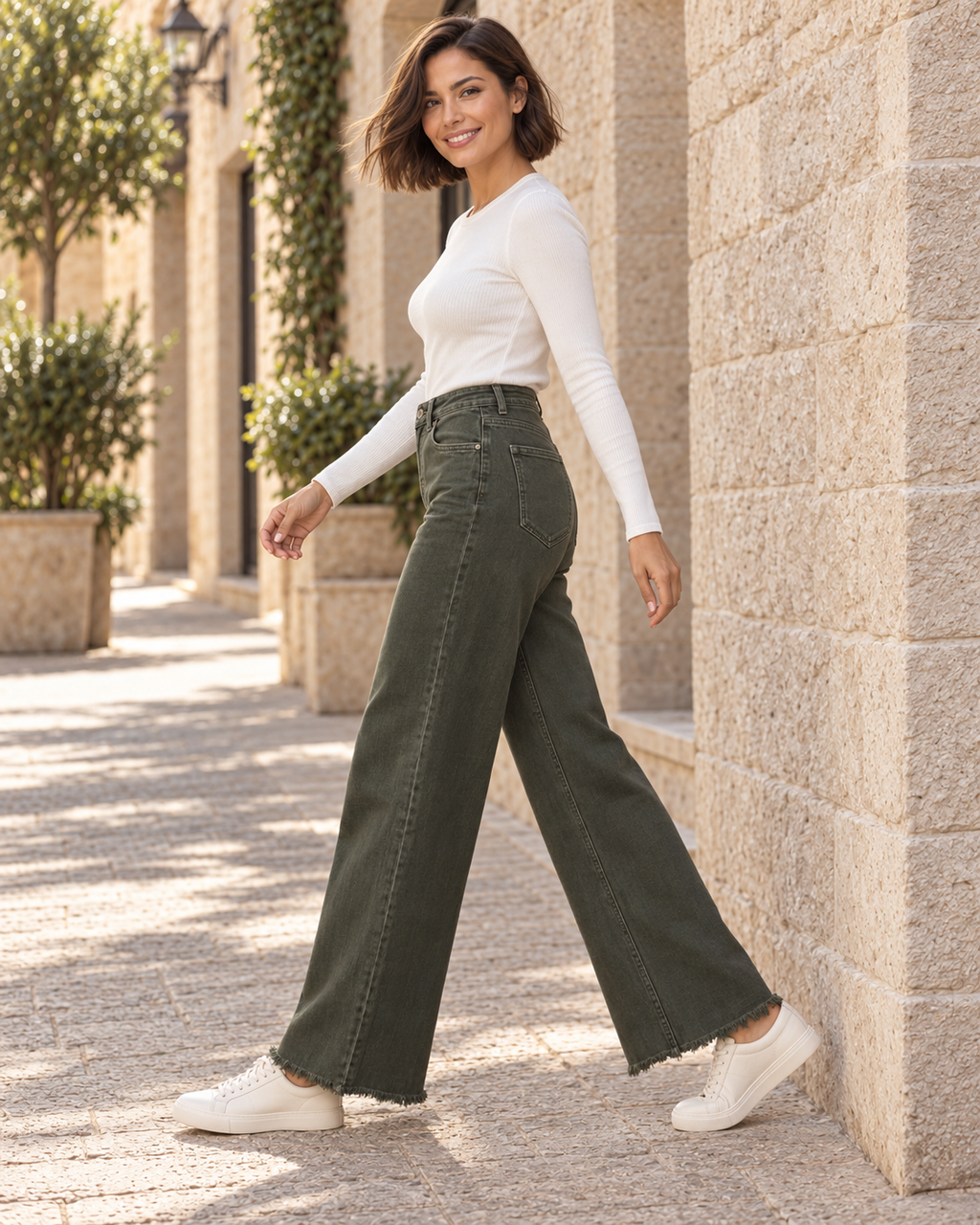 PANTALÓN VIVID DESFLECADO-VERDE